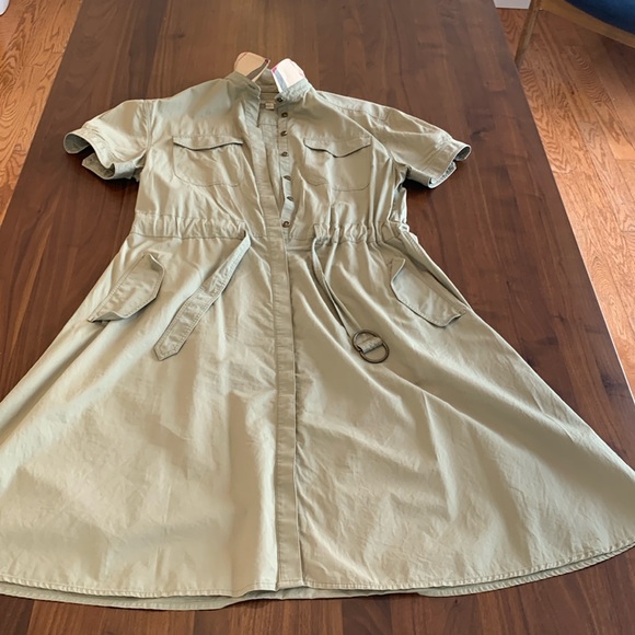 Burberry Dresses & Skirts - Burberry Brit khaki shirt dress with signature plaid under collar